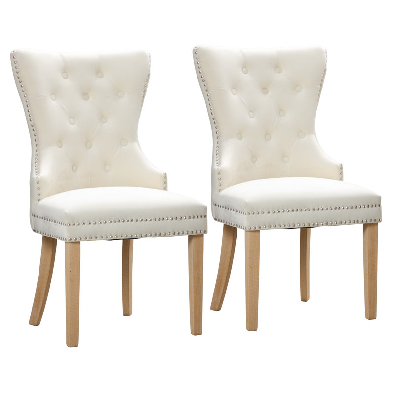 Wykoff Tufted Velvet Upholstered Parsons Chair, Tan