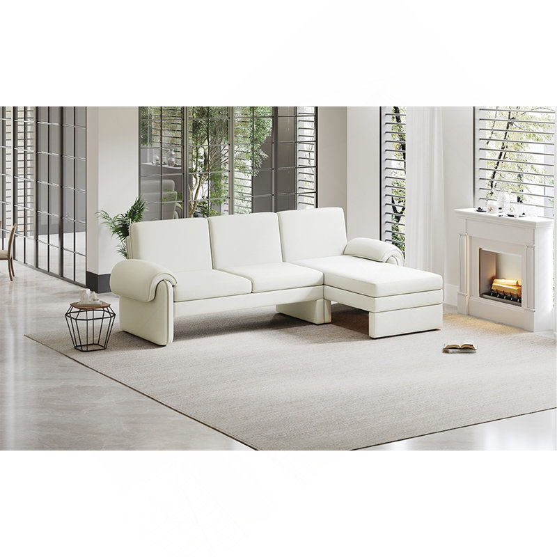 Canapé-lit futon réversible de 94,1 po avec dossier réglable Thalindra, Chenille beige