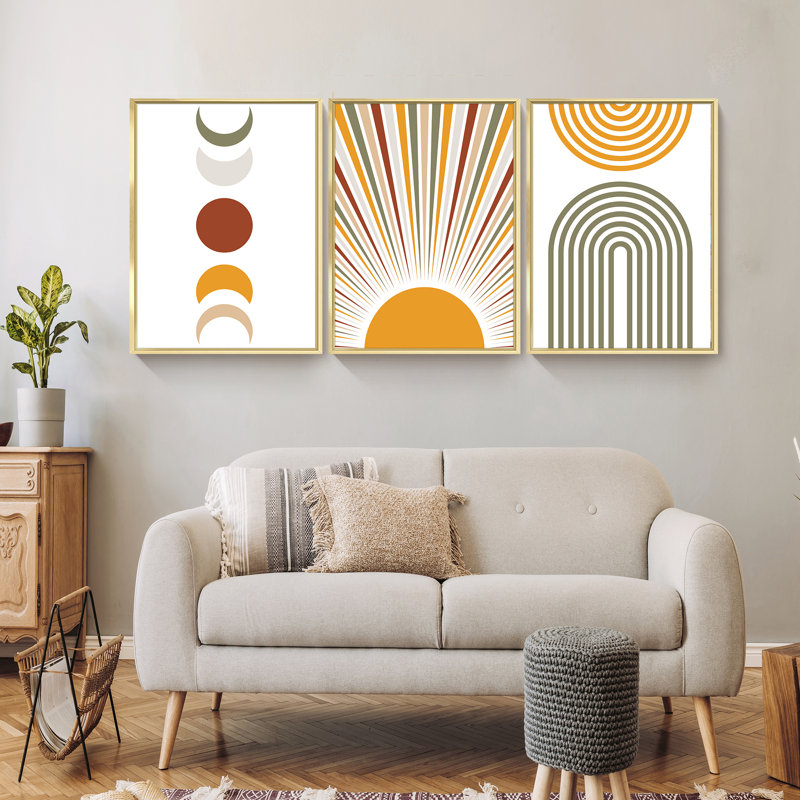 3 - Pieces, 24" H x 48" W x 1.5" D, Gold