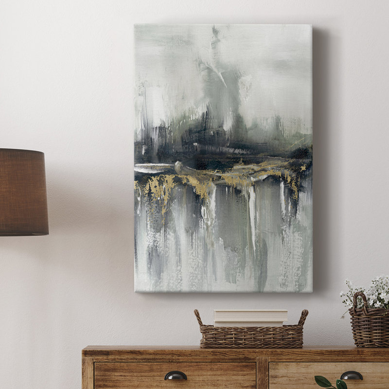 Indyscape and Gold -Custom Wrapped Gallery Cavas, 27" H x 18" W