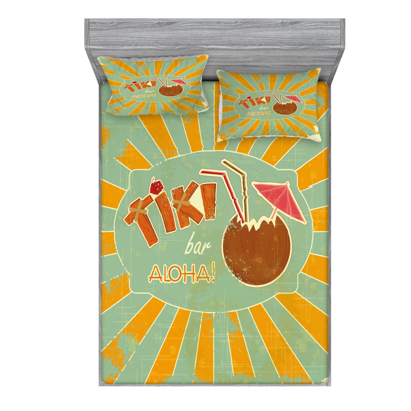 Ensemble de draps Exotic Cocktail, Ensemble de draps pour lit double avec un drap-hou