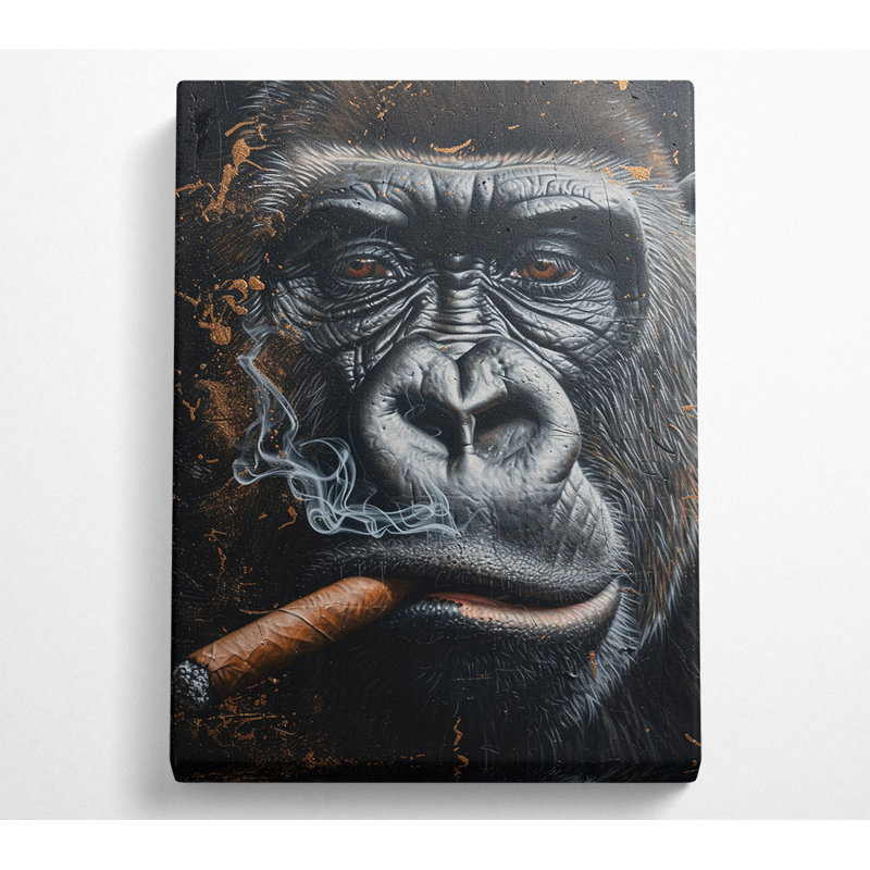 Cigar Gorilla - No Frame Print on Canvas, 50.8cm H x 35.6cm W