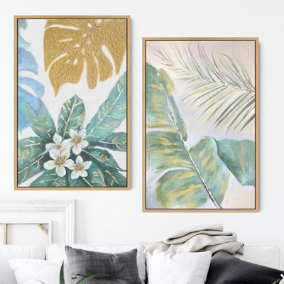 «Tropical Jungle Leaveas Abstract», 2 pièces