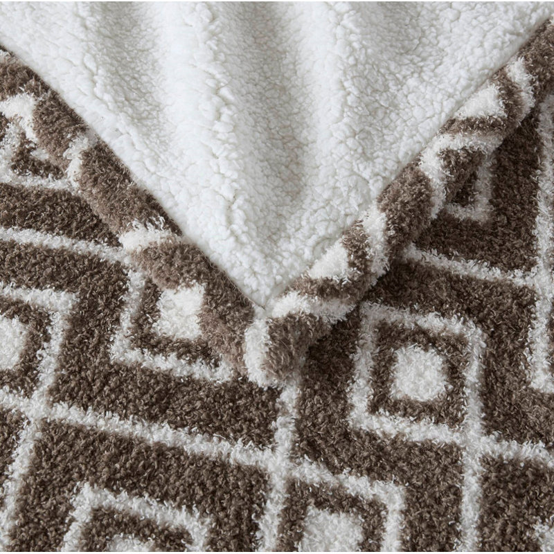 1 PC 50x60" Dream Soft Heated Throw, Brown Argyle