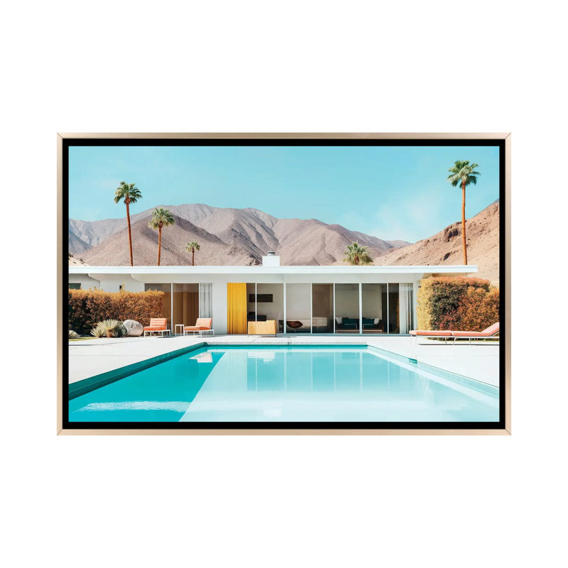 Mid-Century Modern Palm Springs - reproduction d'art murale encadrée, Champagne, H 18 po x l 26 po