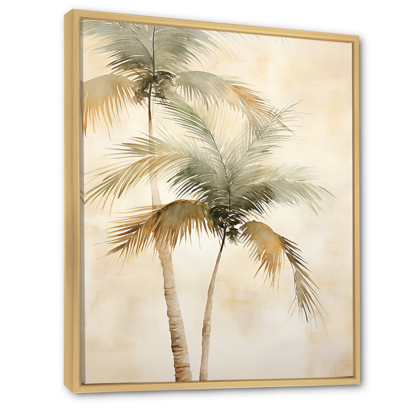 Rétro palmiers tropicaux rétro sur toile, H 40 po x l 30 po x P 1,5 po, Cadre naturel flottant