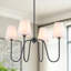 Lustre classique / traditionnel à 4 lumières avec abat-jour en tissu blanc-272257913