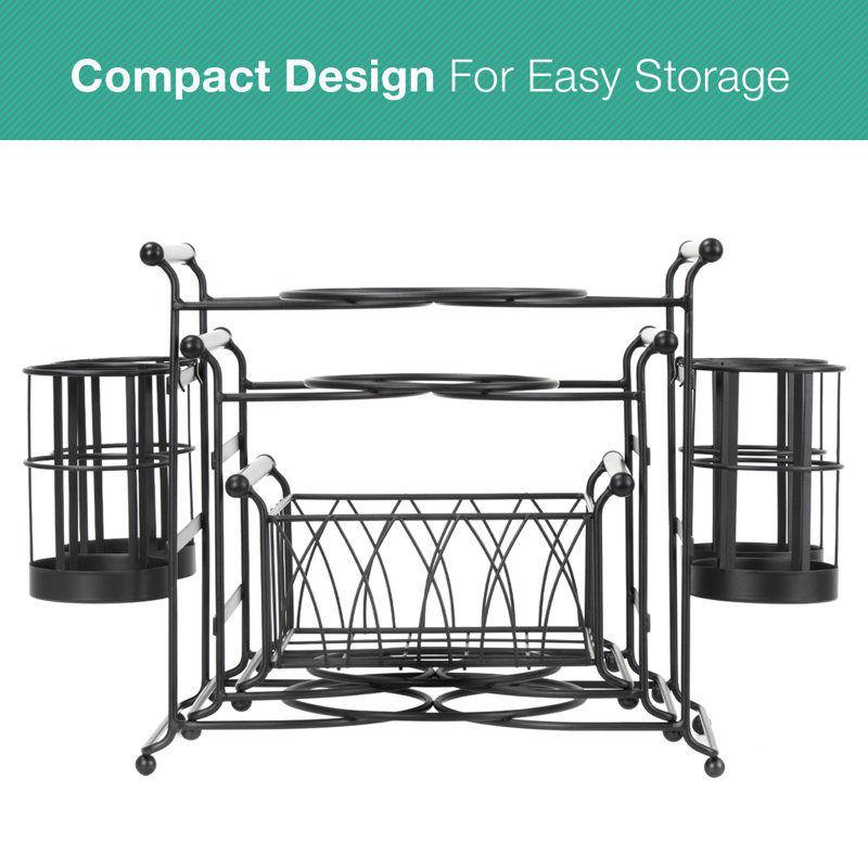 Black Carbon Steel 7-Piece Stackable Buffet Caddy Set