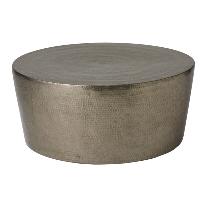 Izmir Hammered Cocktail Table, Antique Brass, 16.5" H x 48" L x 48" W