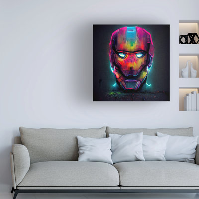 Wrapped Canvas Wall Art – Wumples ‘Iron Man 5’ Wall Art for Living Room, Bedroom, or Office Décor – 35×35