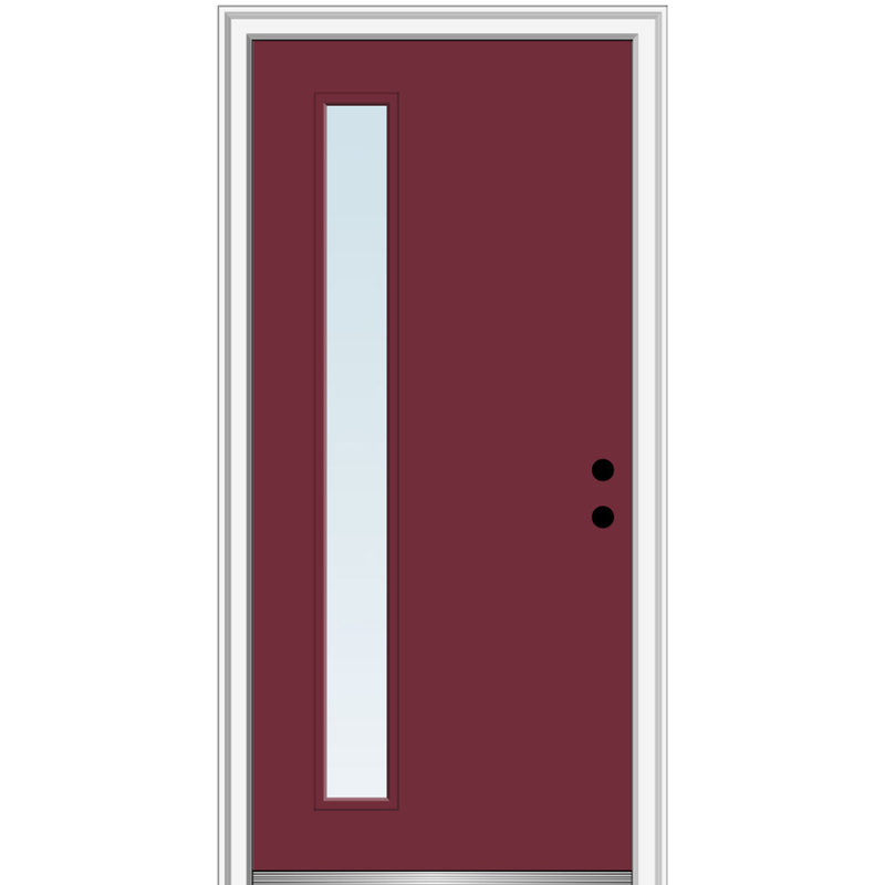 Extérieur en fibre de verre simple 1-Lite porte peinte, H 82,25 po x l 38 po, Noir, noir, noir, noir