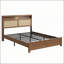 Cadre de lit Queen Size avec tête de lit en rotin, lampe de lecture DEL intégrée, tablette de rangement intégrée, sommier non requis-2055797951