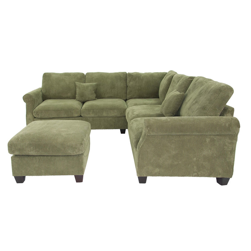 Isela 4 - Piece Upholstered Sectional, Sage Corduroy