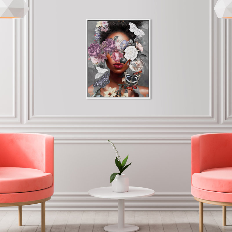 «Butterfly Explosion», impression sur toile, Toile avec cadre flottant, H 21 po x l 17 po, Blanc