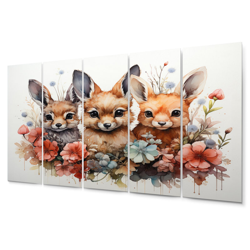 «Dry Watercolor Whimsical Animals», ensemble de décoration murale animaux en métal