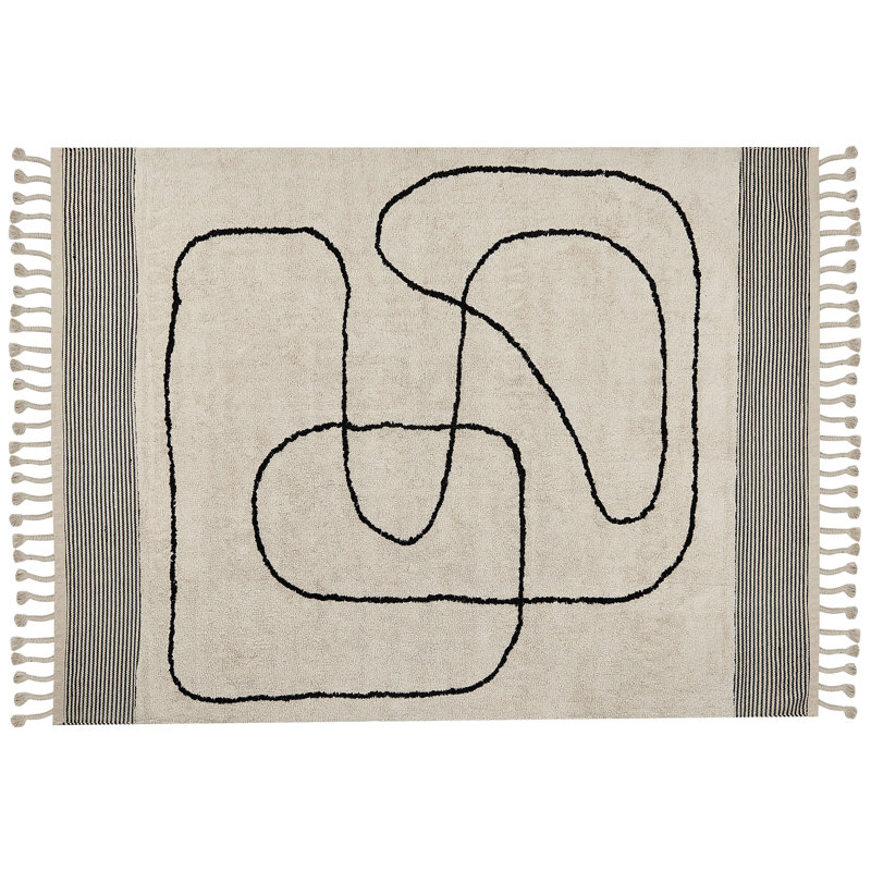 Amone Striped Cotton Hand Woven Area Rug, Rectangle 160cm x 230cm
