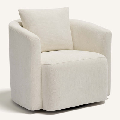 Chenille Upholstered 360° Swivel Barrel Chair, Modern Accent Chair With Pillow