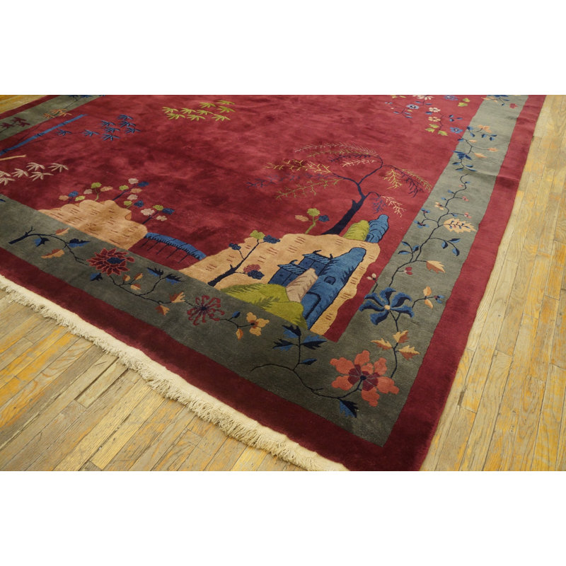 Hand Knotted Wool Area Rug in Pink