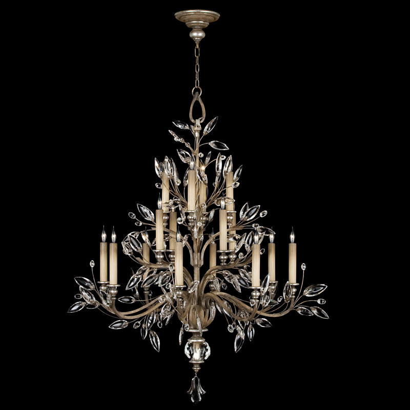 Crystal Laurel 16 - Light Crystal Chandelier, Antique Taupe