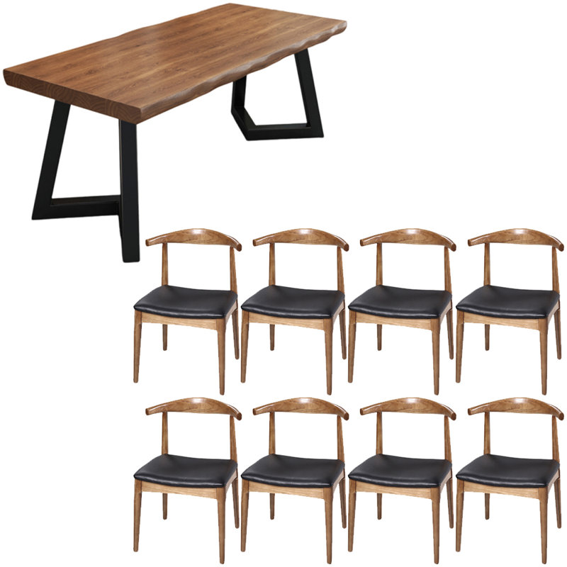 Ensemble de table de salle à manger en bois massif de style américain., H 29,5 po x L 86,6 po x l 35,4 po