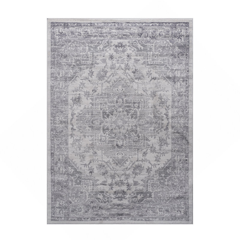 5X7 Silver/Oriental Non-Shedding Living Room Bedroom Dining Home Office Stylish And Stain Resistant Area Rug