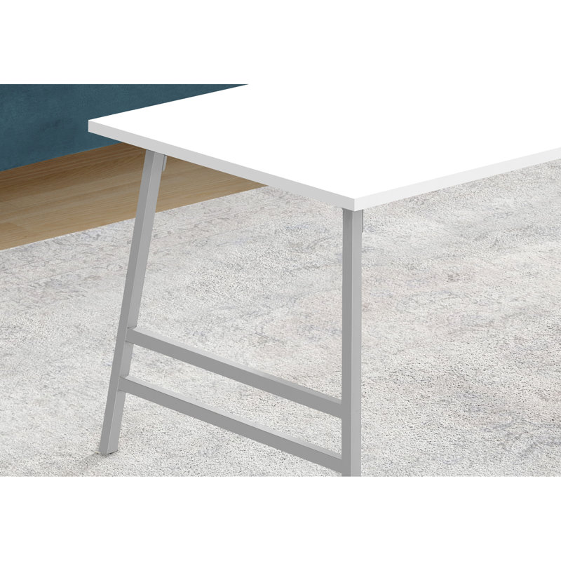 Table de salon rectangulaire de L 40 po, surface en stratifié blanc, pieds en métal gris, table de style moderne, structure