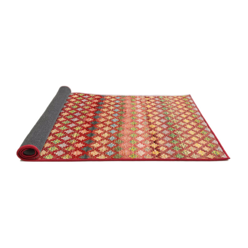 Tapis rouge à motif géométrique, Rond 6 pi