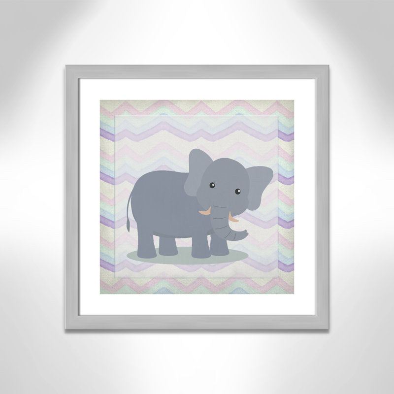 Art de l'éléphant rose, Encadré plat argent, H 22,5 po x l 22,5 po x P 0,6 po