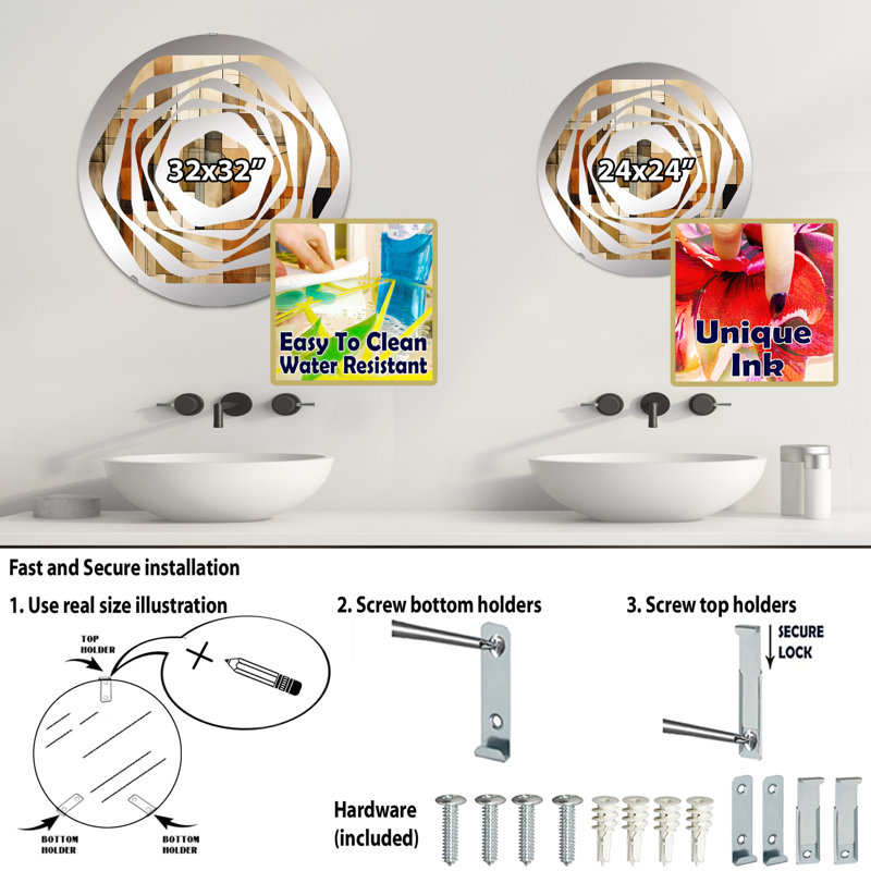 Bundine - Miroir décoratif Amorphe, 31,4 po x 31,4 po
