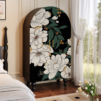 French retro floral solid wood wardrobe
