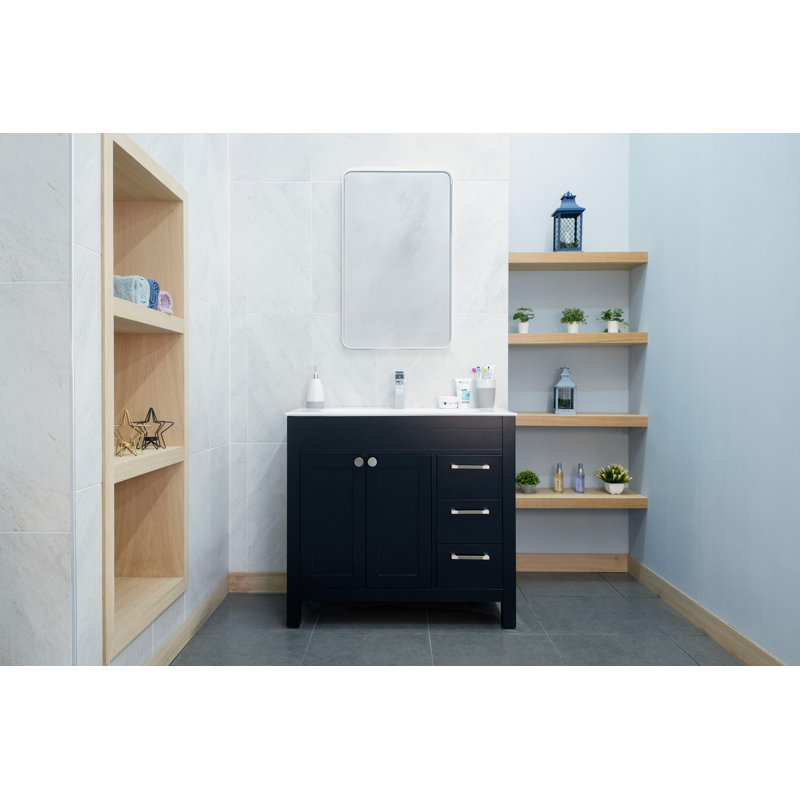 Elara 48" Natural Vanity with Integrated Porcelain Sink, Black