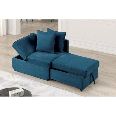 Chaise convertible contemporaine en bleu avec rangement fonctionnel et réglable pour espace de vie