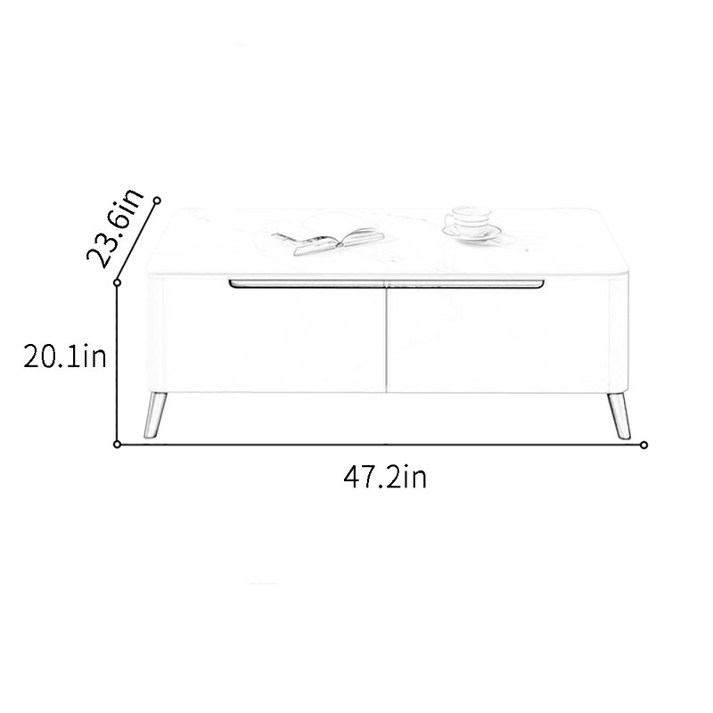 Modern simple rock plate coffee table, 20.1" H x 47.2" L x 23.6" W