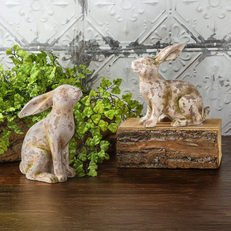 Lapin moussu en résine de 8,5 po à 9 po