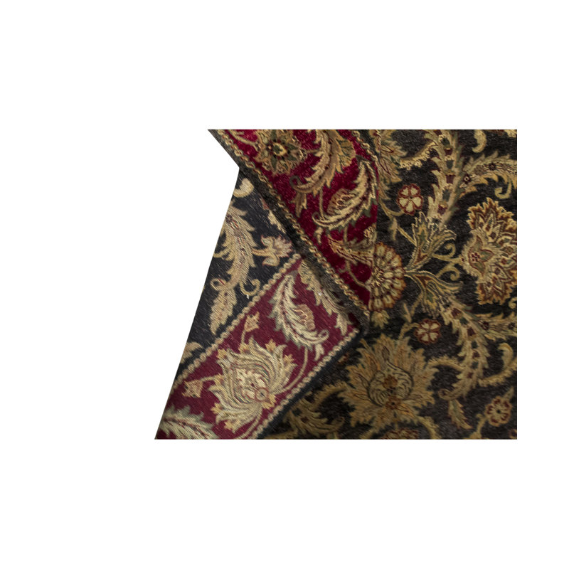 Tapis noir et rouge de haute qualité noué à la main