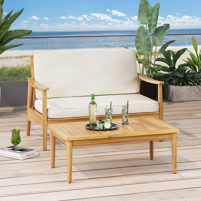 Causeuse + table basse, Beige