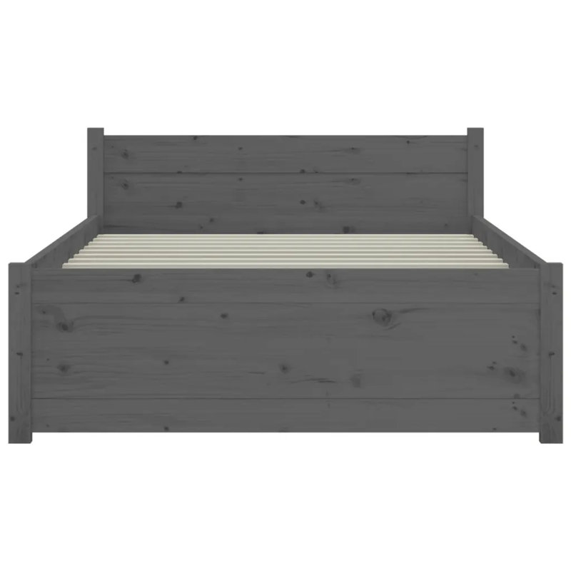 Bed Frame Solid Wood, Grey, Small Single (2'6)