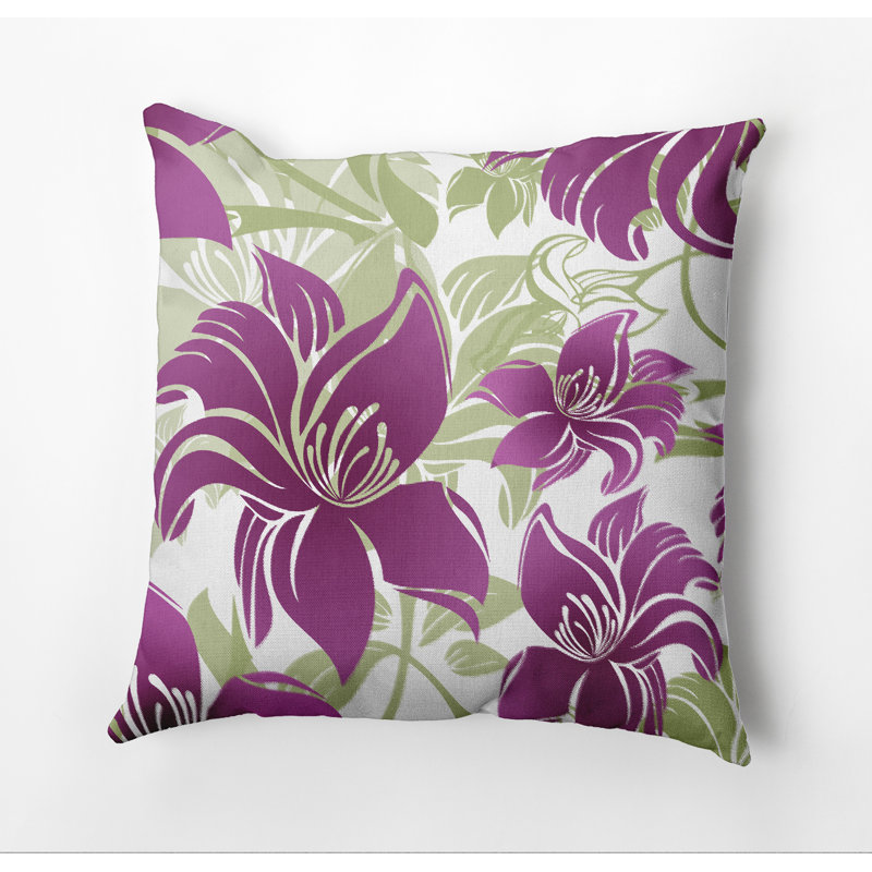 Housse et insert de coussin d'extérieur carré tropical Tropical Tree, H 18 po x l 18 po x P 3 po, Violet