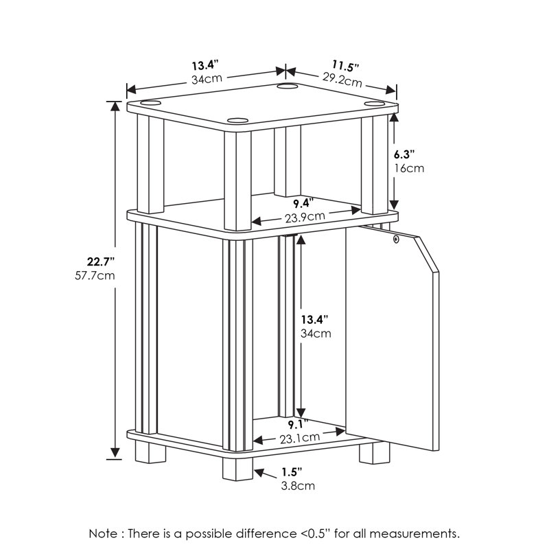 Ensemble de tables de bout avec rangement Margarida, Chêne français, 2