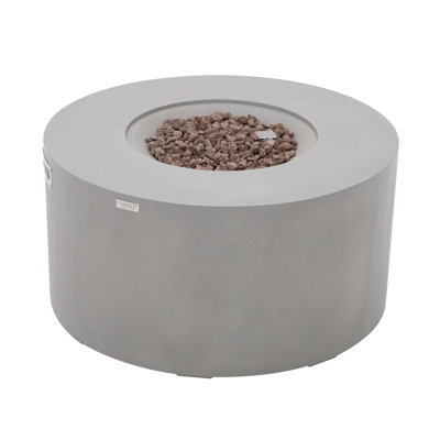 Pacaya 43" Outdoor Concrete Fire Table with Built-In Propane Tank Storage 45,000 BTU - Includes Lava Rocks & PVC Cover