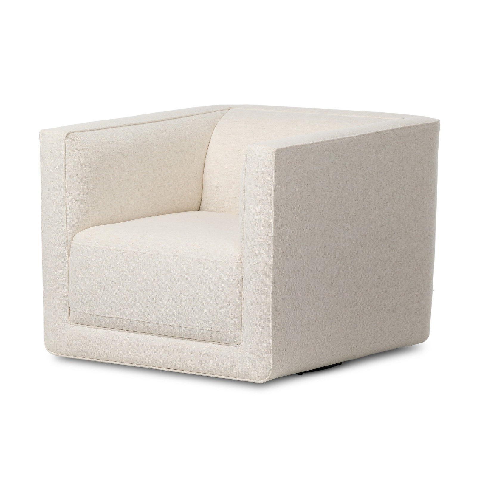 Gigi Pine Genuine Leather Swivel Club Chair, Nomad Snow Crypton Performance Weave