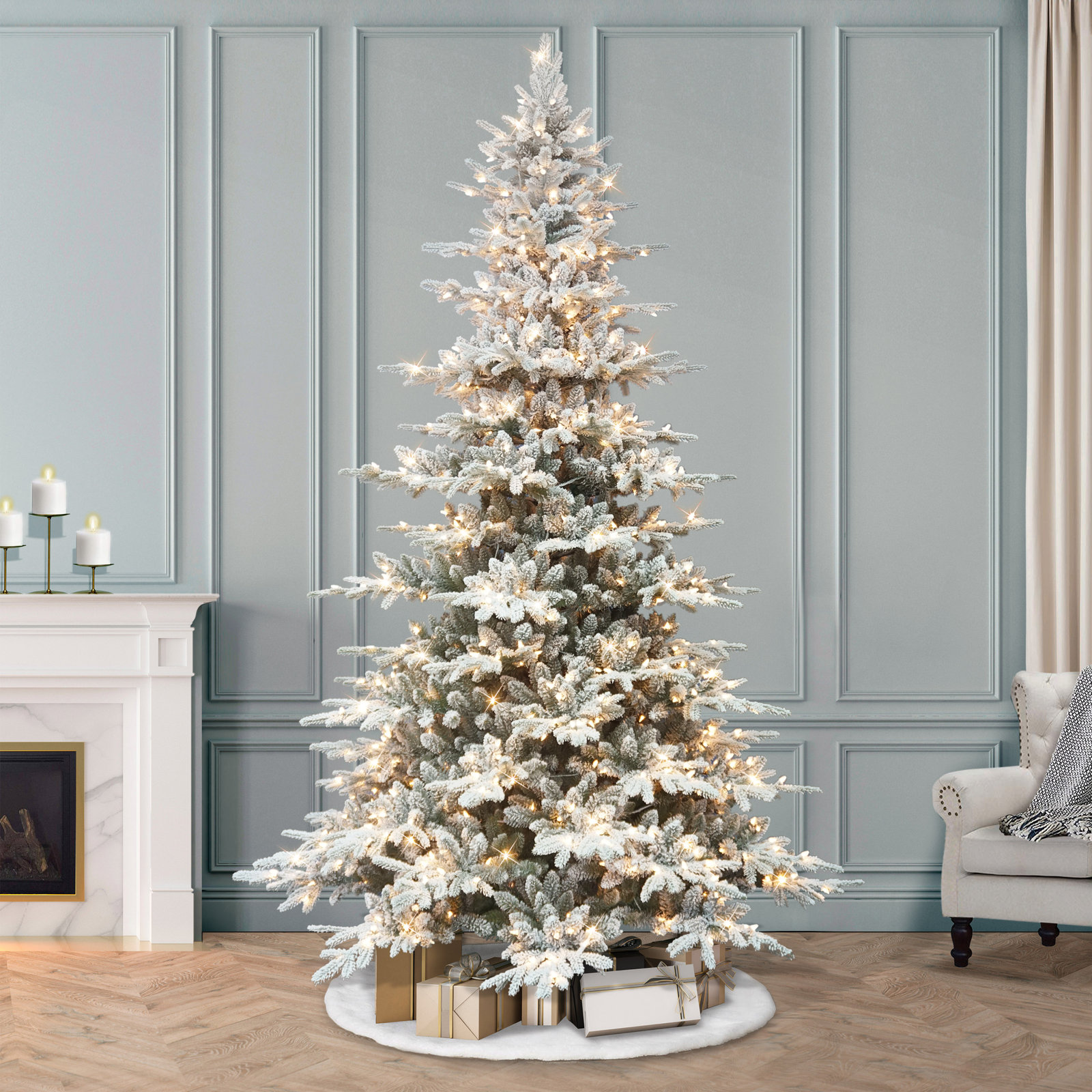 108' Lighted Artificial Fir Christmas Tree