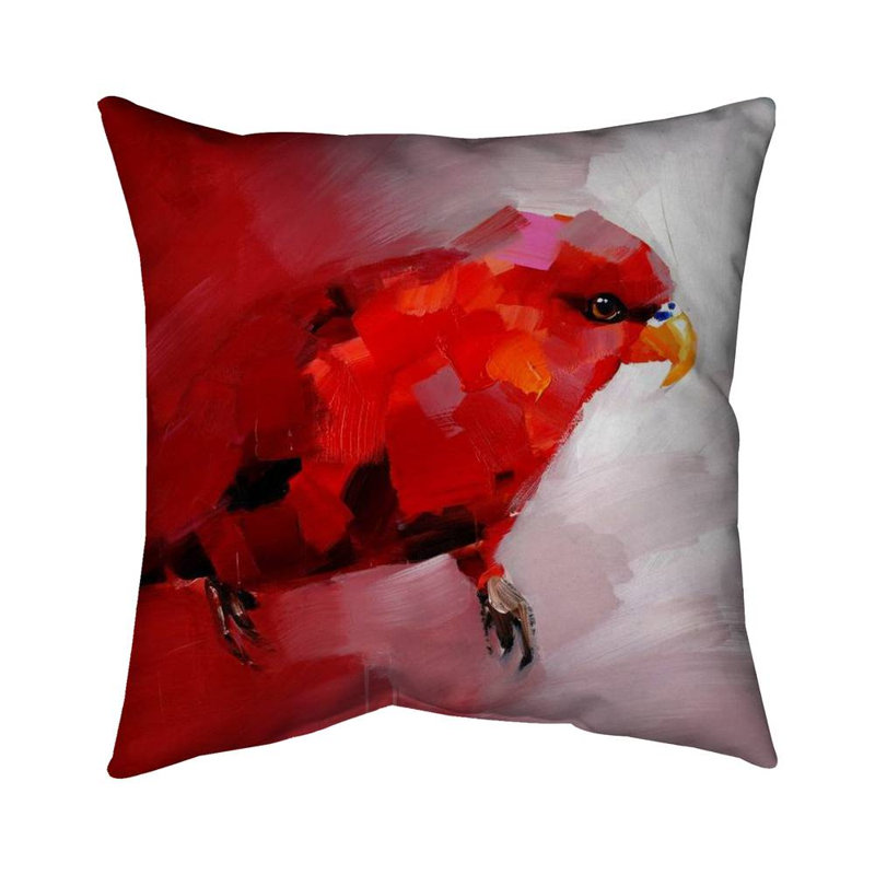 Abstract red parrot - 20"x20" Outdoors Throw pillow - Spun poly - Print on demand