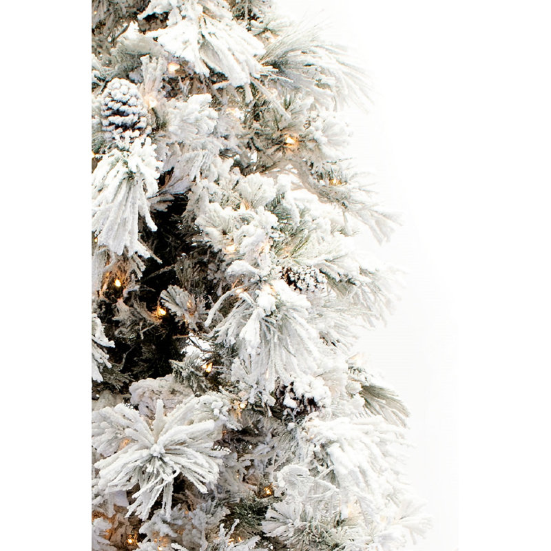 Flocked Long Needle Pine Pre-lit Christmas Tree, 7.5'