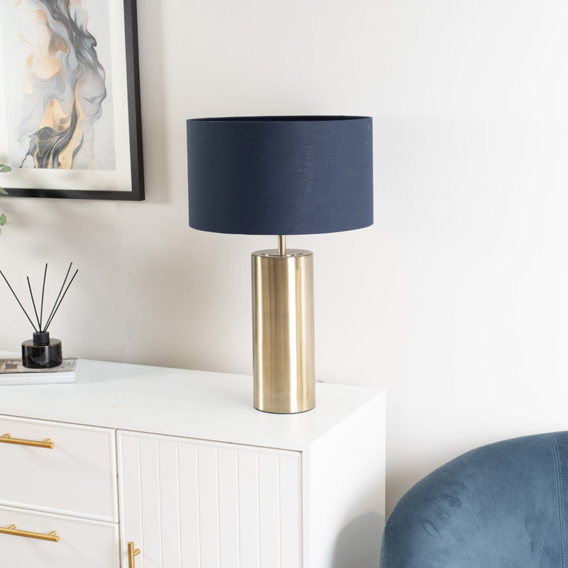 Amtul Metal Table Lamp, Navy Blue, Gold