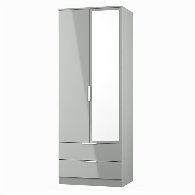 Biniam Manufactured Wood Wardrobe, Uniform Grey/Dusk Grey