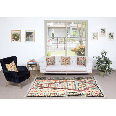 Tapis turc noué à la main unique en son genre 4,4 x 8,3 pi Vintage Tulu