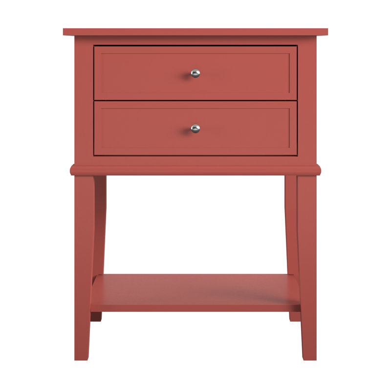 Deonni 56cm W Solid Wood Bedside Table, Terracotta