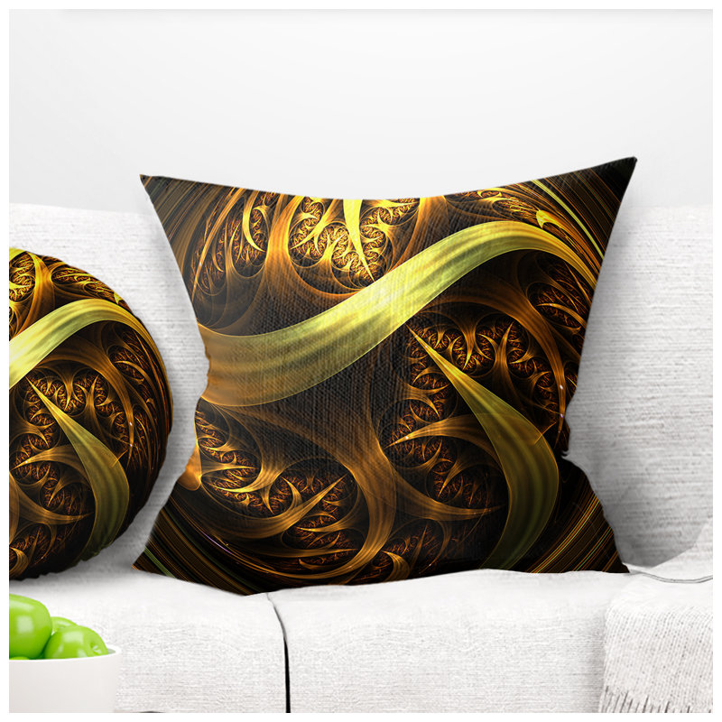Coussin décoratif foncé en sphère fractale Abstract, 16 po x 1 po, Coussin décoratif