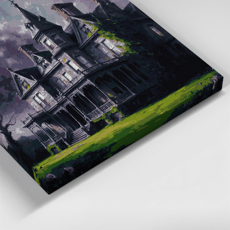 «Halloween Haunted mansions», art mural sur toile grise, H 20 po x l 30 po
